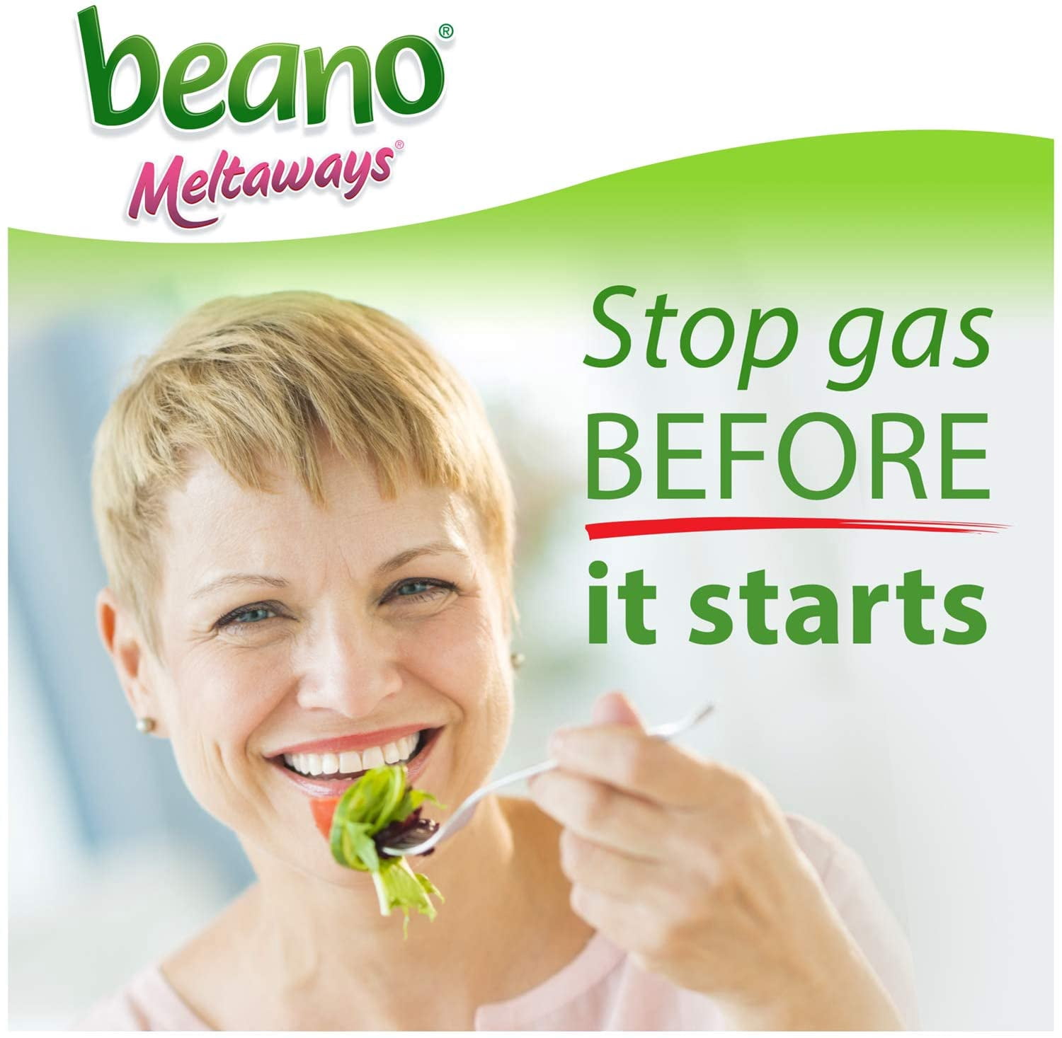 Beano Meltaways, Gas Prevention & Digestive Enzyme Supplement, Strawberry Flavor, 15 Count - 6 Pack