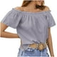 thumbnail image 3 of Sudadera de lactancia,Blusa con hombros descubiertos, manga corta, plisada, tejido de poliéster suave, camisa informal de verano para mujer, sopatenor, 3 of 8