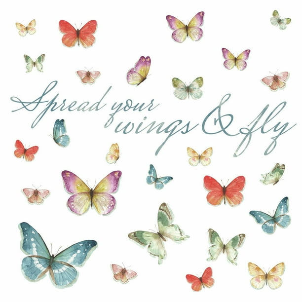 Butterfly Quote Spread Your Wings & Fly Wall Decals Home Decor Stickers By Lisa Audit - Walmart.com