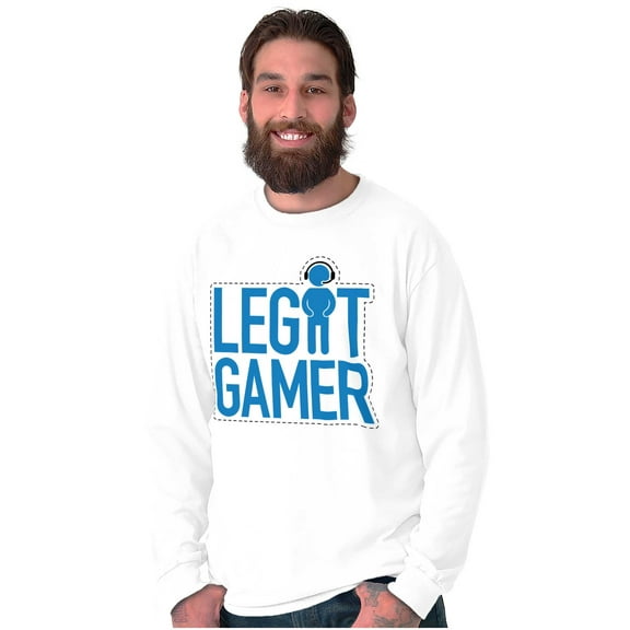 Legit Gamer Video Games Nerdy Geeky Men's Long Sleeve Tee T Shirt Brisco Brands X