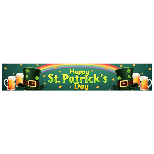 St Patricks Day Backdrop Banner with Shamrocks and Gold Coins for Party Supplies Photography Props Event Celebration Decorations Background