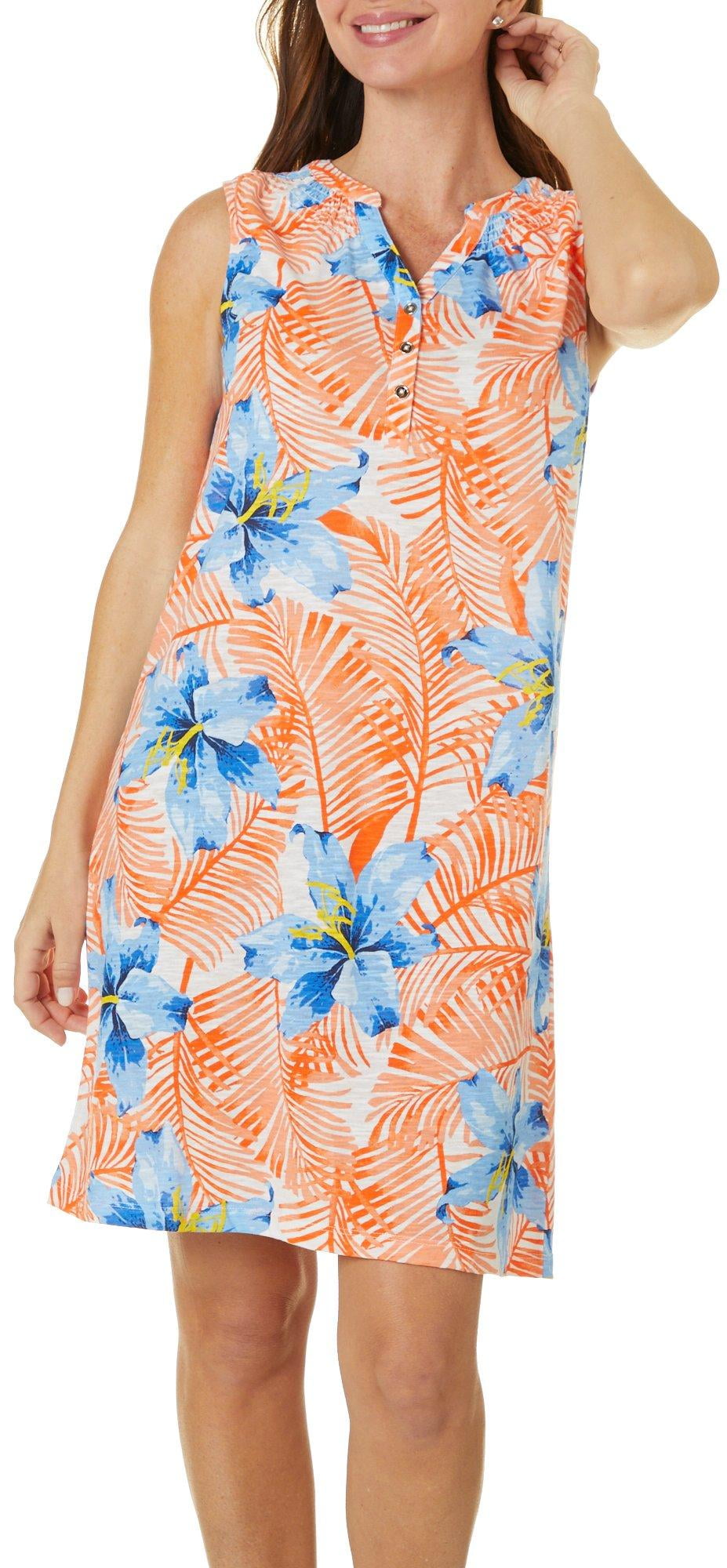 Tropical Floral Print Swing Dress - Just $3