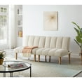 thumbnail image 2 of DeeHome Corduroy fabric, wooden legs convertible sofa bed (Color:Beige), 2 of 9