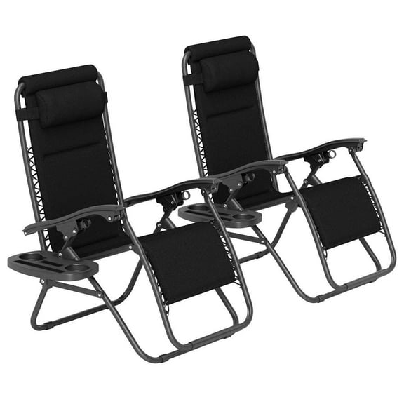 YYAo Chaise Lounge Chair Outdoor, Outdoor Chaise Lounge,Zero Gravity Lounge Chair Set, 2 Pieces Reclining Folding Outdoor Lounge Chairs, Black