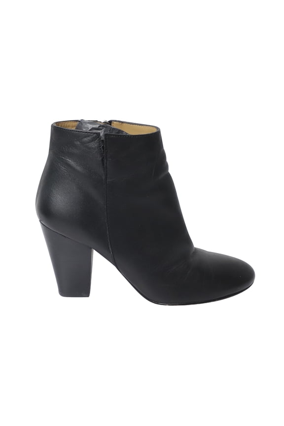 Pre-Owned Whistles Chunky Mid-Heel Ankle Boots in Black Leather