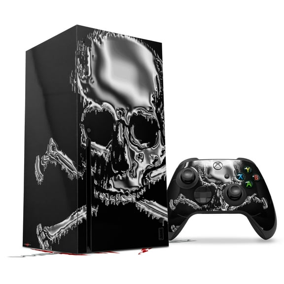 WraptorSkinz Skin Wrap compatible with the 2020 XBOX Series X Console and Controller Chrome Skull on Black (XBOX NOT INCLUDED)