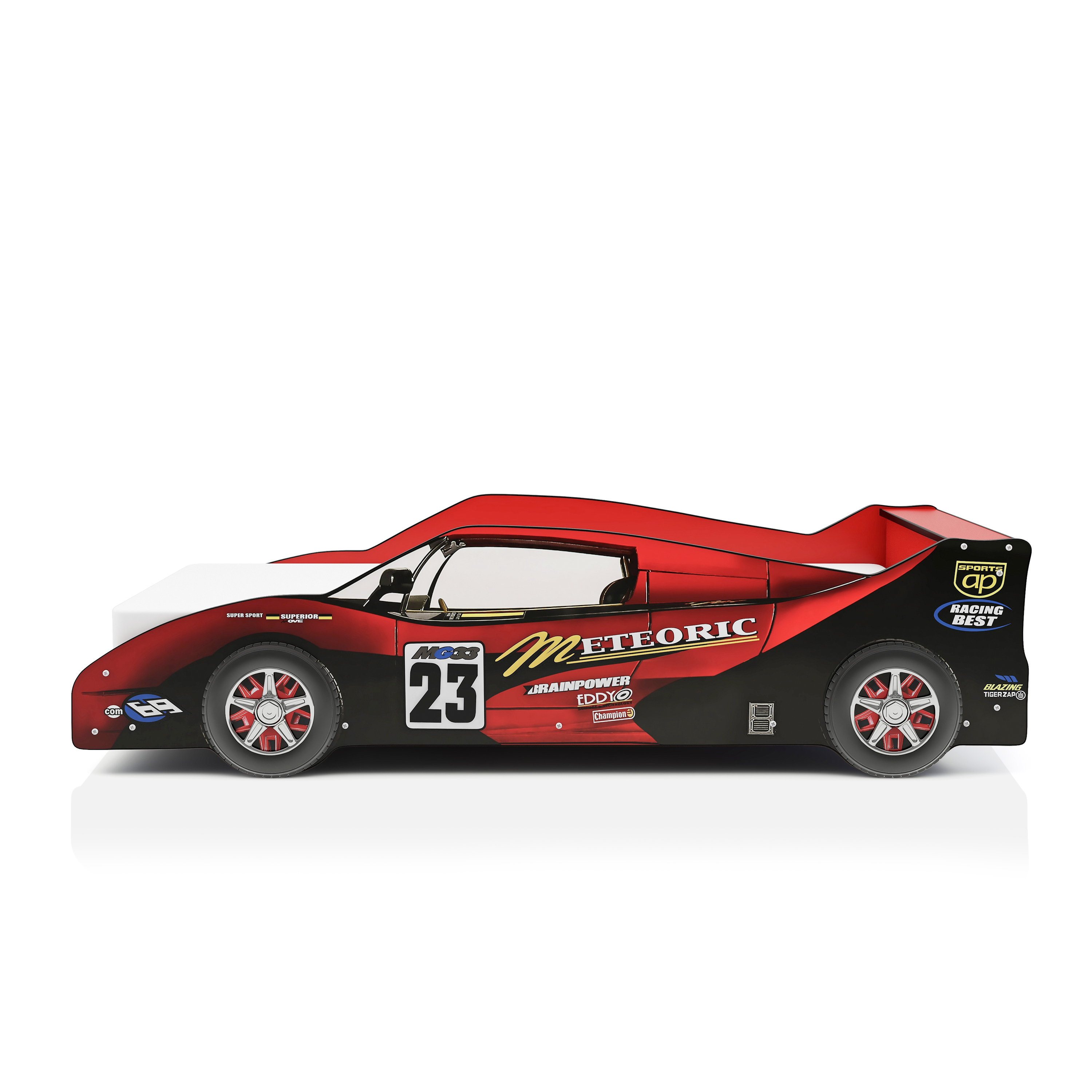 Furniture of America Roddy Kids Wood Twin Race Car Bed, Red