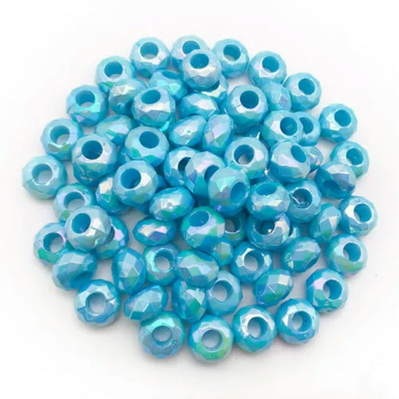 U8MO 10pcs Handmade UV Resin Beads for DIY Jewelry Making with Large Hole 8*14mm-Lake blue