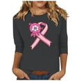thumbnail image 2 of qelini Breast Cancer Awareness Shirts for Women Casual Pullover Blouse Wowen's Graphic Tees Long Sleeve Shirts Fall Winter Crewneck Comfy Shirts Dark Gray M, 2 of 4