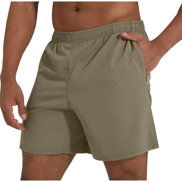 Pantalones Cortos Atléticos de los Hombres con Bolsillos Imitación de Algodón de Lino Pata Recta, Elástica Cintura Rodilla Longitud Pantalones de Playa