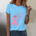 thumbnail image 5 of Women Breast Cancer Print T Shirt Short Sleeve Women Short Sleeve Round Neck Tee Womens Basic T Shirts Tops, 5 of 8