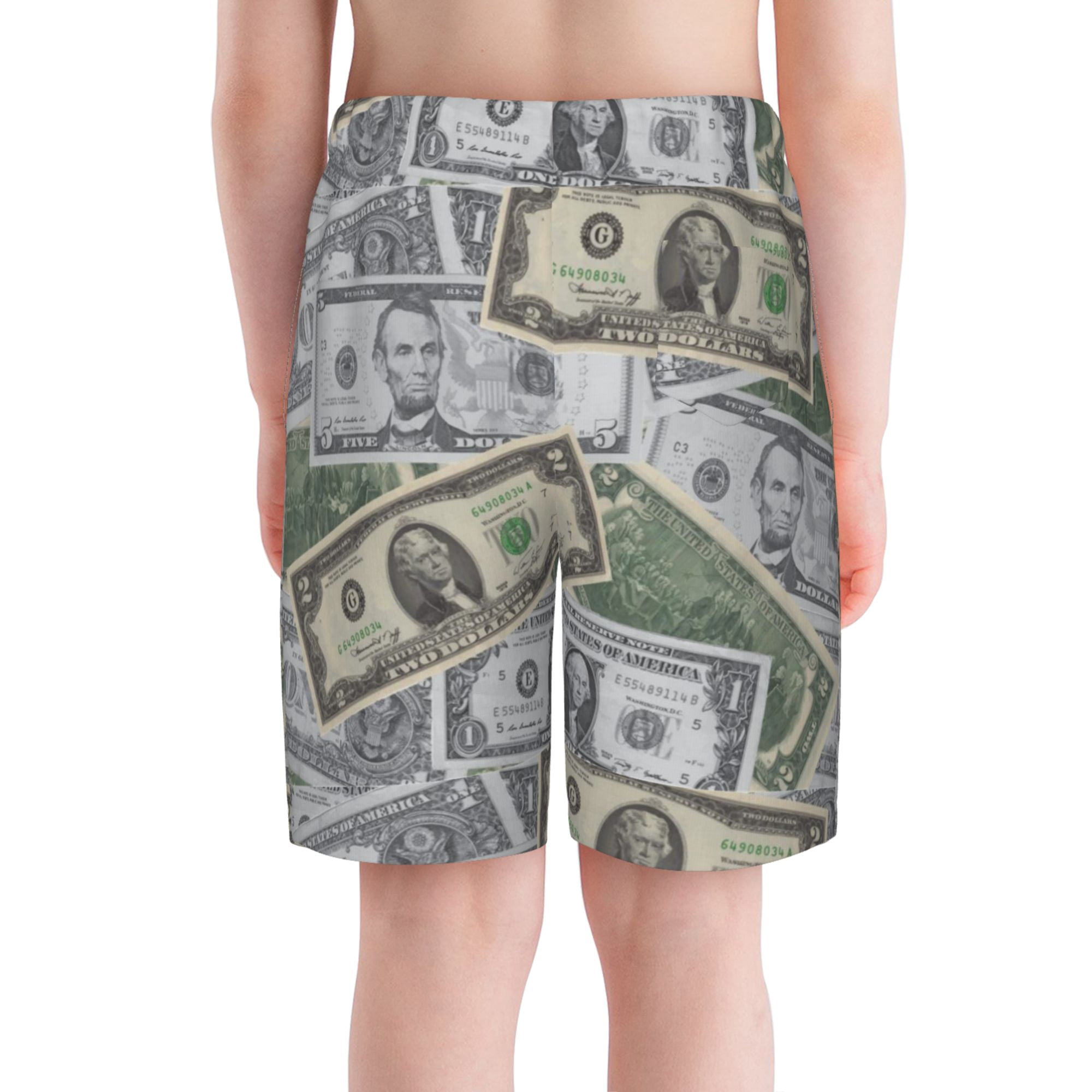 Youth'S Swim Trunks Money-Dollar Swim Shorts Print Beach Board