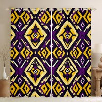 Manfei Boho Theme Black Out Curtains,bohemian Print Curtains Pack of 2 (42x63 Each),Yellow Purple Bedroom Curtains For Girls Boys,Microfiber Bedroom Decor