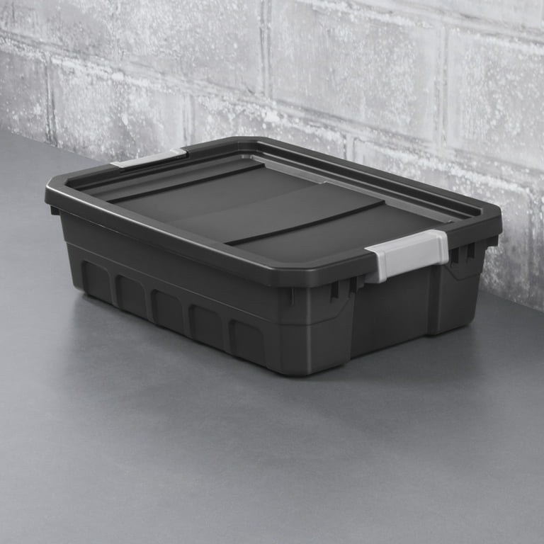 10 Gal. Plastic Durable Storage Bin with Lid in Black (6-Pack)