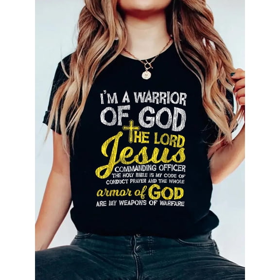 100% Cotton The Lord Jesus Armor of God Cross Faith Christian Warrior T-Shirt Women's Men's Graphic Tee Casual Tops