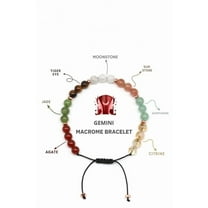 Handcrafted Gemini Gemstone Bracelet, Gemini Zodiac Signs Astrology Bracelet, Healing Jewelry, May&June Birthdays Gift, Adjustable Bracelet 6mm 7Inches