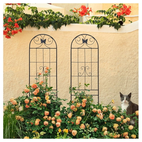 2 Pack Metal Garden Trellis 86.7" x 19.7" Rustproof Trellis for Climbing Plants Outdoor Flower Support Black