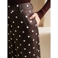 thumbnail image 4 of Women'S Polka Dots Wide Leg Tailored Pants High Waisted Belted Loose Trousers with Pockets Brown L, 4 of 9