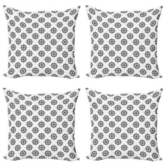 Ambesonne Compass Throw Pillow Cover 4 Pack, Vintage Exploration, 18", Black White