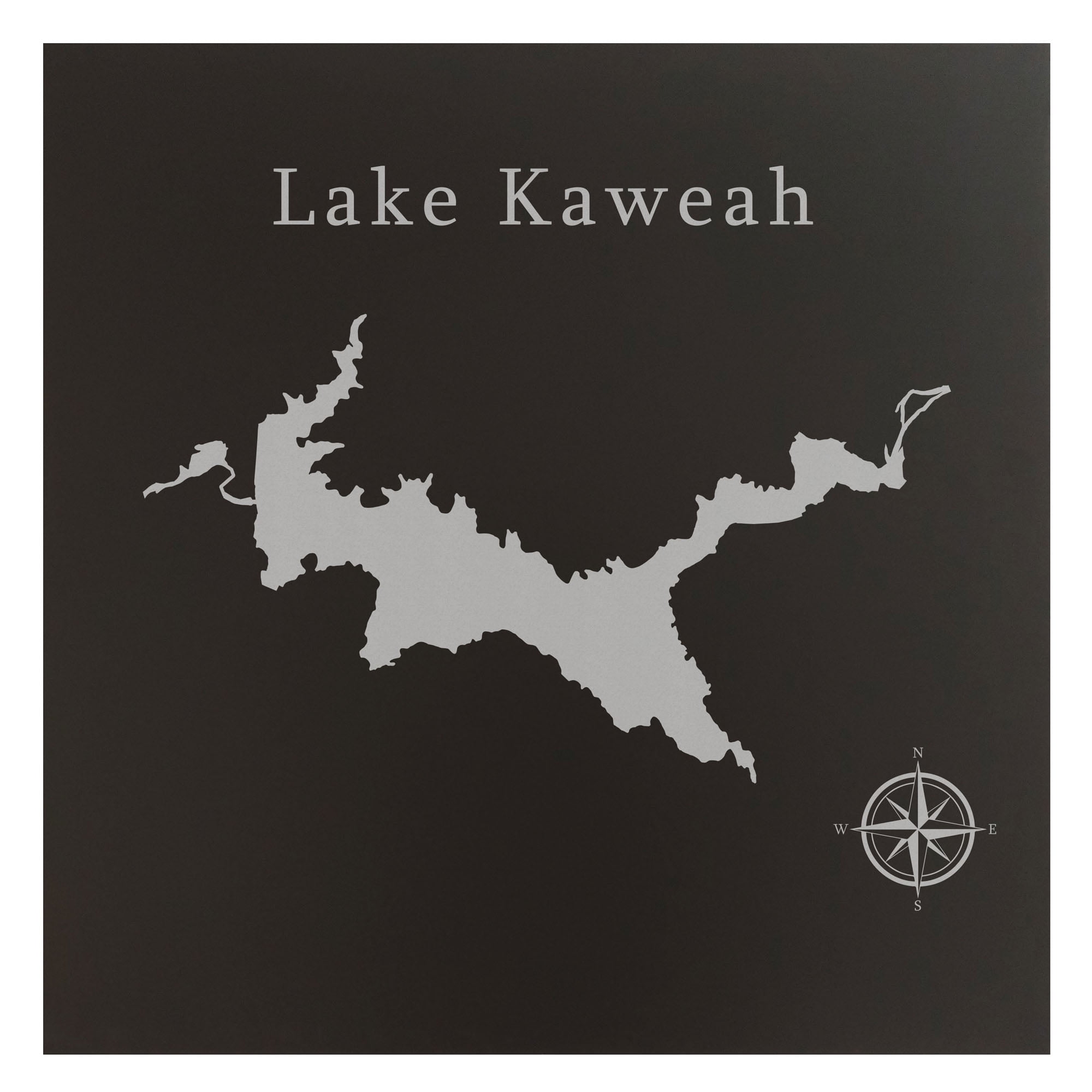 Lake Kaweah Map 24x24" Black Metal Wall Art Office Decor Gift Engraved California