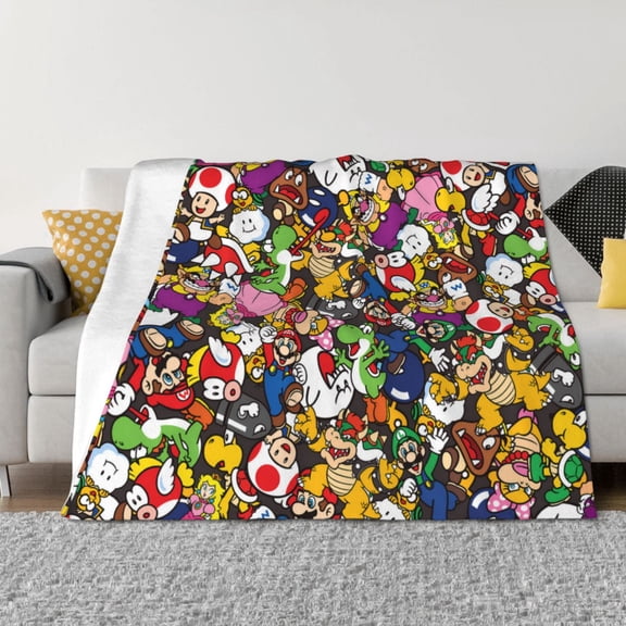Saiise Mario N Throw Blanket 40"x30" ,Soft Lightweight Cozy All Season Blanket for Bed,Couch,Car