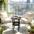 thumbnail image 4 of Bear Shape Small End Table, 2 Tier Modern Coffee Table with Lower Shelf, Plastic Small Bedside Nightstand for Living Room Bedroom Balcony Indoor Outdoor, #003-Black, 4 of 6