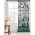 thumbnail image 3 of Sheer Curtains 84 Inches Long, Green Butterfly Flower Semi Sheer Curtains Light Filtering Window Treatment, Stained Glass Dragonfly Floral Plant Privacy Voile Drapes for Living Room 52x84 Inch, 3 of 7