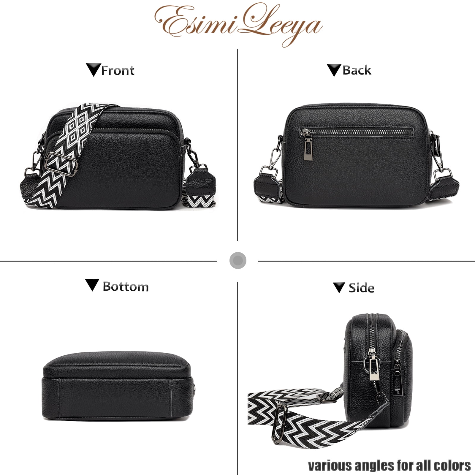 PORT&LOTUS Small Lightweight Crossbody Bag with Wide Guitar Strap Shoulder Bags for Women.