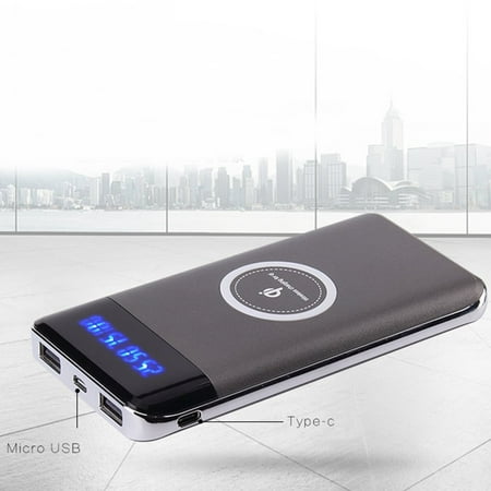 NEW 500000mAh Power Bank Qi Wireless Charging 2 USB LED Portable Battery Charger
