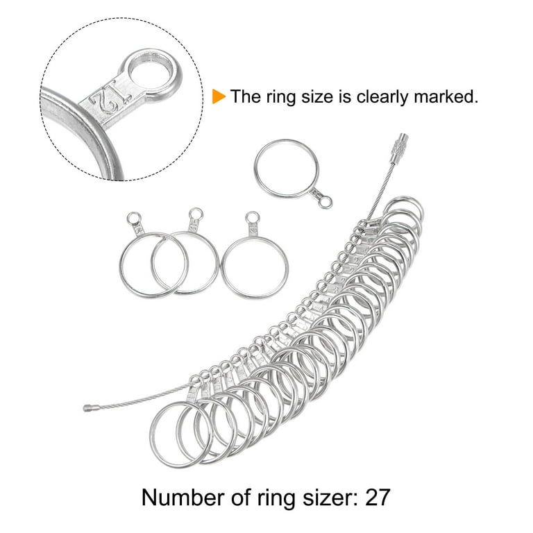 Ring Sizer Measure Tool Set Black Finger Size Rings Size US 0-13 Silver  Tone