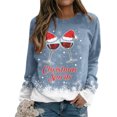 thumbnail image 3 of Gibobby Sudaderas navideñas Sudadera con estampado navideño para mujer Top Glass Ltter Sudadera de manga larga Blusa informal Temperament Pullover Top(Azul,G), 3 of 5