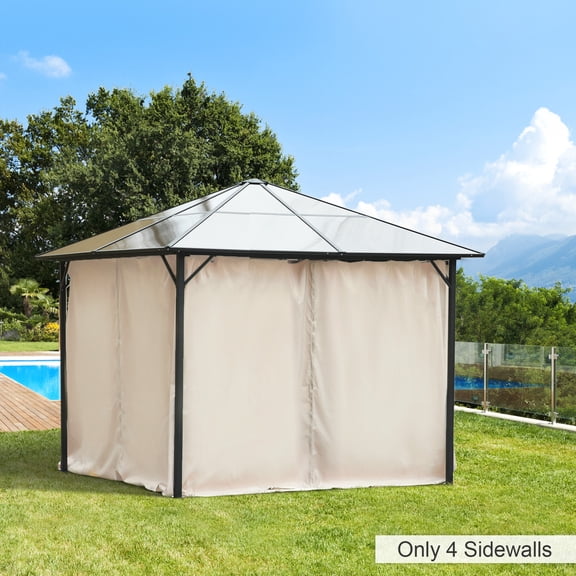 Outsunny 9.84' x 9.84' Gazebo Sidewall Set with Hooks/C-Rings, Beige