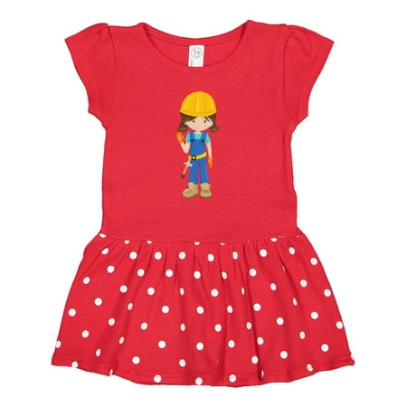 

Inktastic Construction Girl Brown Hair Cute Girl Hammer Gift Baby Girl Dress