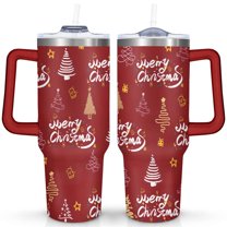 Christmas Snowflake 40 Oz Coffee Tumbler with Handle Stainless Steel Winter Snowflake Travel Cups Decorative Tumbler for Home Office Supplies Birthday Christmas for Women Men Friend Dad