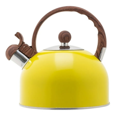 

2.5 L Stainless Steel Tea Kettle Yellow Whistling Stovetop Teapot Teakettle with Ergonomic Handle Water Pot Kitchenware