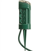 Woods 13547 Green Outdoor Yard Stake with Photocell Built-In Timer and 6- Foot Cord, 125-volt / 13-amp, 1625-watt