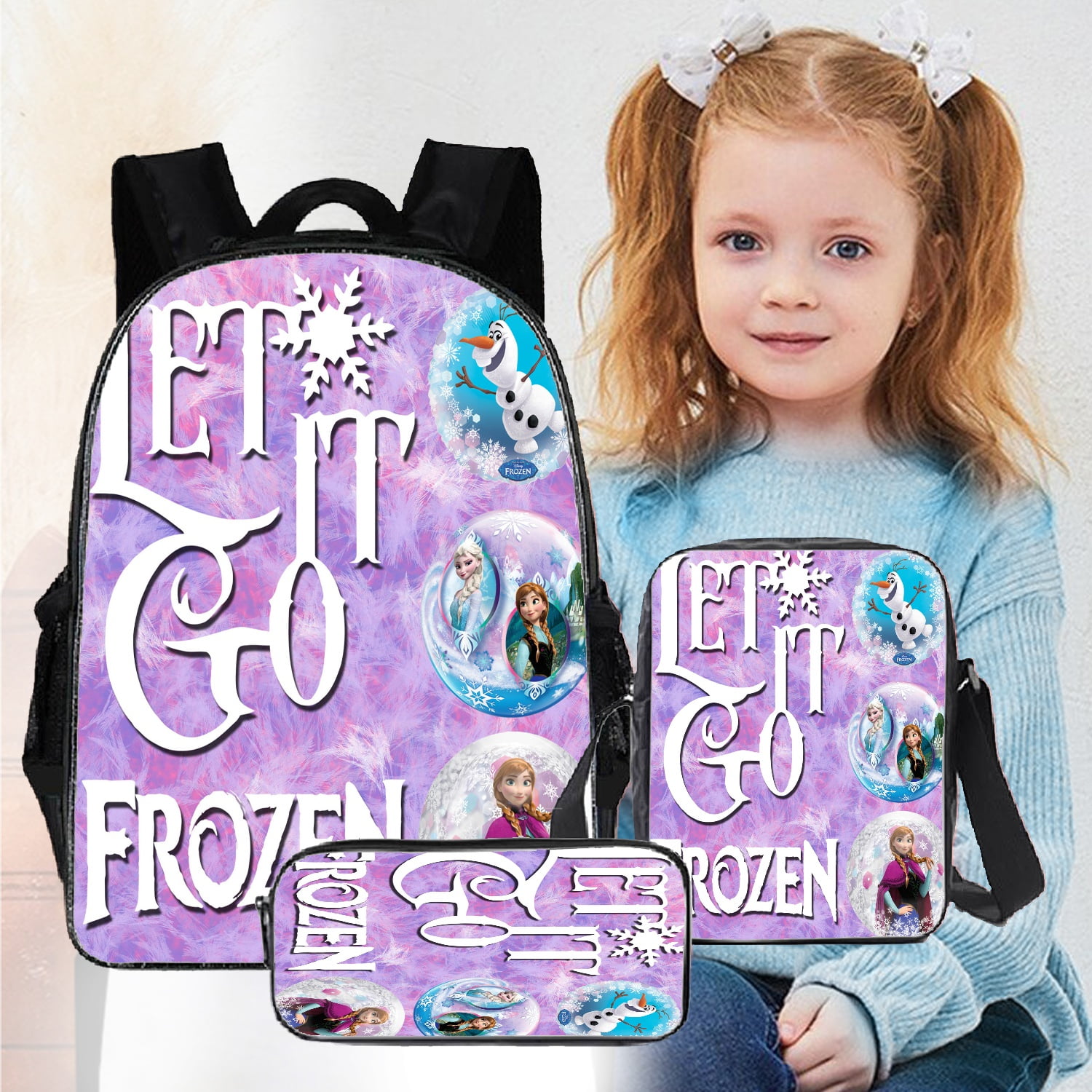 Set of 3 Princes Anna Elas Frozen College Backpacks For Women,Laptop