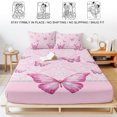 thumbnail image 5 of King Size Fitted Sheet Set - Pink Floral Butterflies 3 Piece Bedding Sets 16" Deep Pocket Fitted Sheet with 2 Pillowcases, Abstract Art Vintage Botanical Brushed Microfiber Hotel Luxury Bed Sheets, 5 of 9