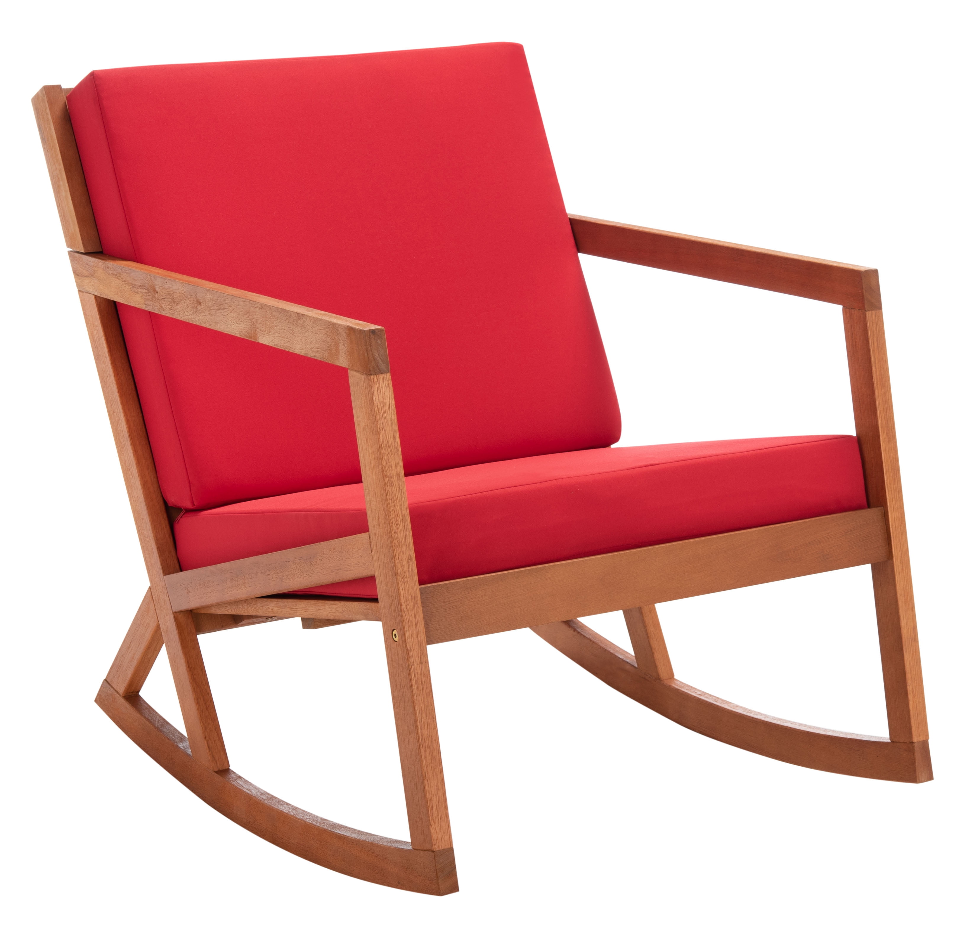 SAFAVIEH Vernon Outdoor Patio Rocking Chair, Natural/Red