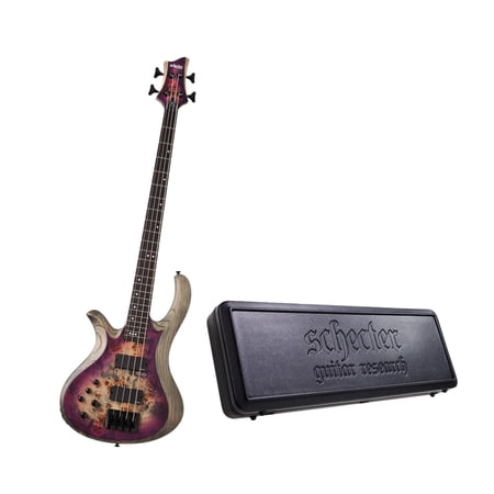 Schecter Riot-4 Left-Hand Bass Guitar in Aurora Burst with Schecter Hard Case