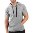 thumbnail image 2 of CIENVNSTG New Mens Hoodies Sweatshirts Short Sleeve Men Hoodies Sweatshirt Casual Solid Color Man hoody For Male Hooded Light Gray 3XL, 2 of 4