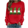 thumbnail image 2 of BXJX Women's St. Patrick's Day Sweatshirt- Cozy Casual Printed Crew Neck Holiday Theme Pullover Red Size S, 2 of 8