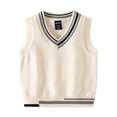 thumbnail image 1 of YTDSCS Gilet Sans Manches pour Garçons, Style Universitaire, Uniforme, Tricoté, Printemps Automne, Col en V, Taille 2-7T, 1 of 8