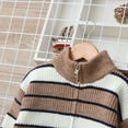 thumbnail image 5 of NAISIBABY Boys Cardigan Sweater, Long Sleeve Turtleneck Full Zipper Fashion Striped Knit Outwear Coffee 7T, 5 of 9