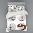 thumbnail image 2 of Ambesonne Japanese Bedding Set 3 Pcs, Floral Art on Umbrella, Twin XL, White and Red, 2 of 3