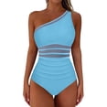 thumbnail image 4 of Roncen Womens Mesh One Piece Swimsuits Ruched Tummy Control Bathing Suit Modest Full Coverage Slimming Swim Suit, 4 of 9