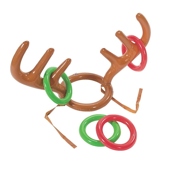 Fun Express - Reindeer Antler Ring Toss Game for Christmas - Toys - Inflates - Inflatable Games - Christmas - 5 Pieces