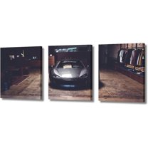 Hieng Black Supercar at Sunset Canvas Prints Hypercar Wall Art Paintings Sports Car Posters Stretched Pictures for Living Room Modern Home Decor Wall Art Decorations（Only canvas）