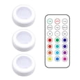 thumbnail image 1 of Luces LED para armario de armario, RGB ajustables, coloridas, lámparas inalámbricas de cocina, sensor adhesivo, funciona con pilas, luz de noche de plástico, 3 luces, 1 mando a distancia Methold  HA009389-03B, 1 of 6