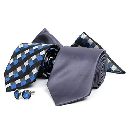 Men’s Geometric Matching Ties, Handkerchiefs, and Cufflinks Set